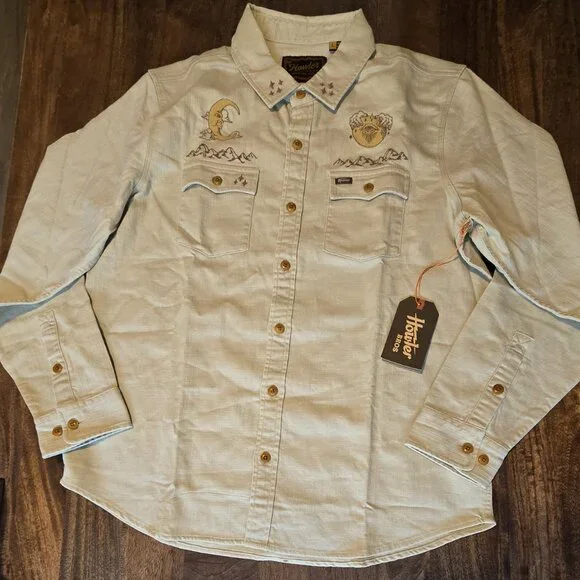 NWT Howler Brothers River Wizard Novato Shirt - Omens Overhead : Oatmeal (XL) - Picture 3 of 4